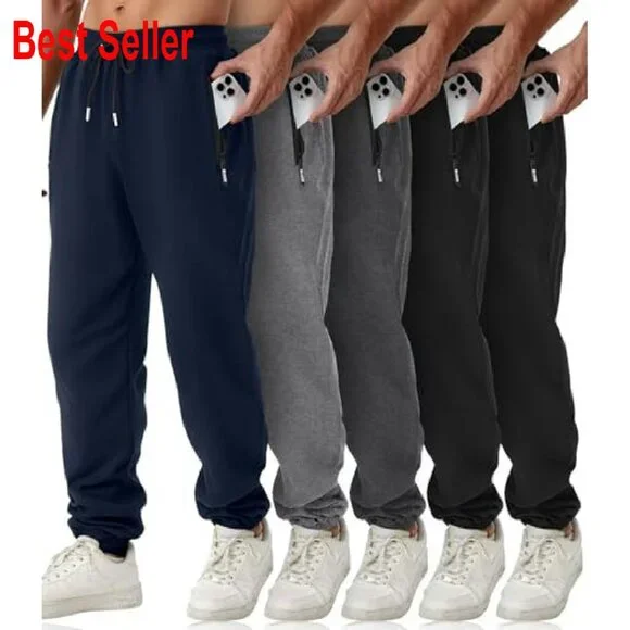 Men's Slim Fit Joggers with Zipper Pockets Athletic Workout Sweatpants